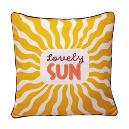 Coussin Lovely, jaune l.45 x L.45 cm