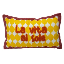 Coussin Vita, jaune et rouge l.30 x L.50 cm