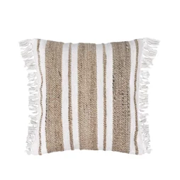 Coussin Ribs, beige et blanc l.45 x L.45 cm
