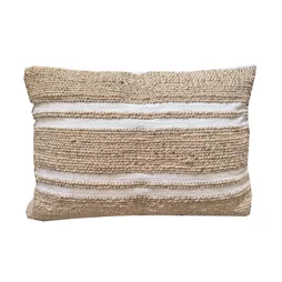 Coussin Ribs, beige et blanc l.40 x L.60 cm