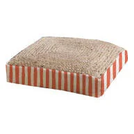Coussin de sol Lino, orange , L.50 x l.50 cm
