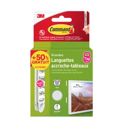 6 paires de languettes adhésives blanc de fixation de tableaux 7kg max COMMAND
