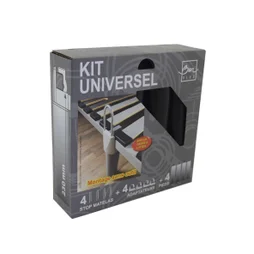 Lot de 4 pieds de lit universels bois noir à fixer sur cadre Bar Plus, ?6 x H.20 cm