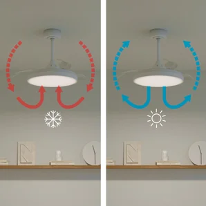 Ventilateur de plafond LED torrent 3000 lm cct/dim retractable blanc INSPIRE