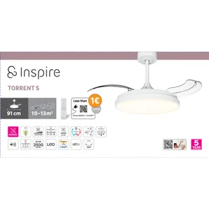 Ventilateur de plafond LED torrent 3000 lm cct/dim retractable blanc INSPIRE
