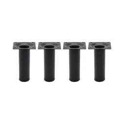 Lot de 4 pieds de meubles CIME fixe rond, acier noir produit sans finition Ht. max 10