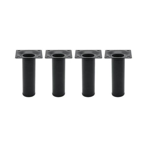 Lot de 4 pieds de meubles CIME fixe rond, acier noir produit sans finition Ht. max 10