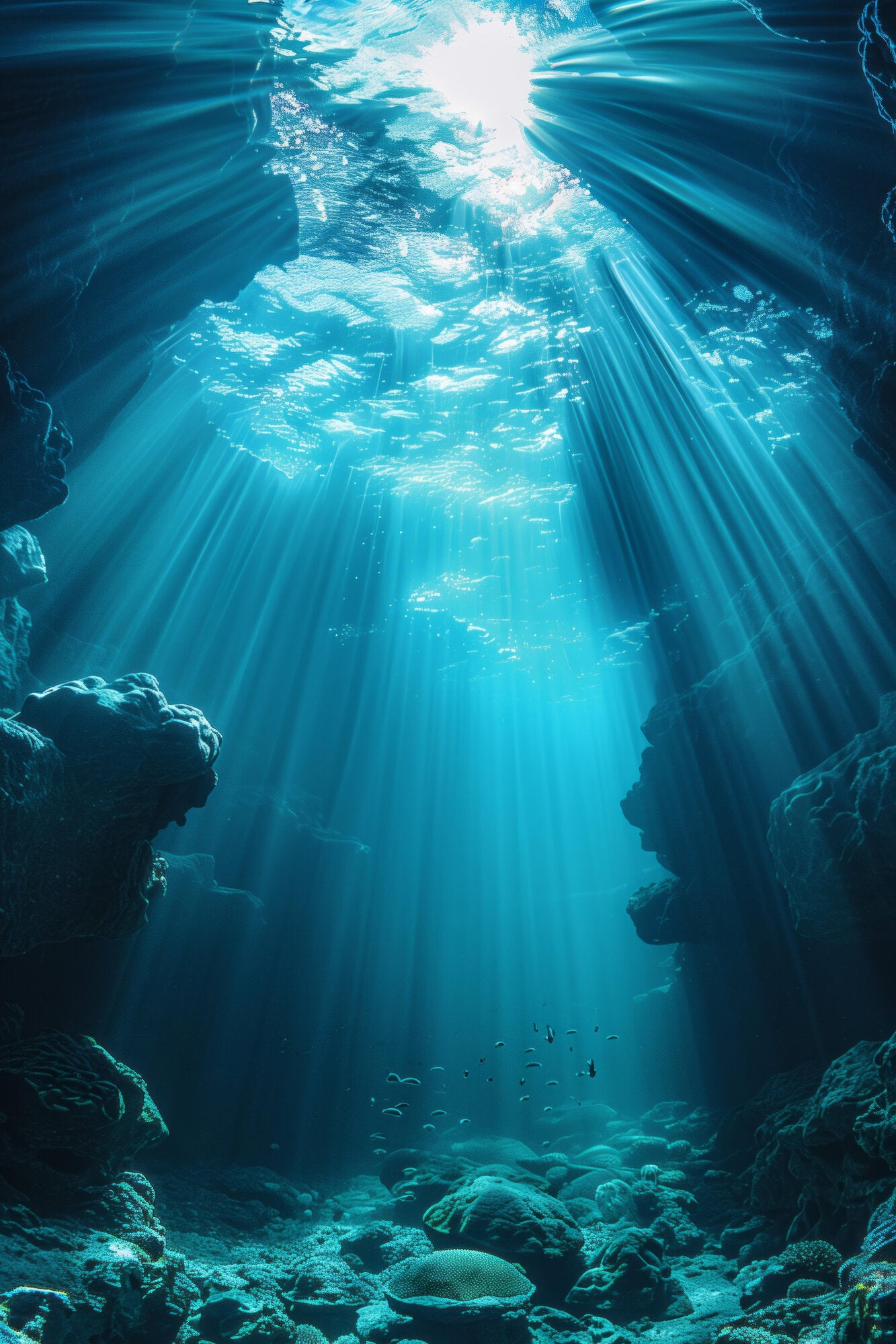 Impression sans cadre Grotte marine, multicouleur CEANOTHE l.66 x H.98 cm