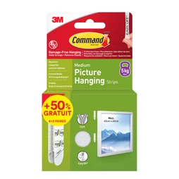 Lot de 12 languettes adhésive accroche-tableaux blanc COMMAND