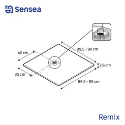Receveur de douche résine composite minérale avec revêtement gelcoat L,90,0 x l,