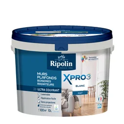 Peinture mur, plafond, boiserie blanc mat RIPOLIN Xpro3 10L