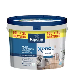 Peinture mur, plafond, boiserie blanc mat RIPOLIN Xpro3 10L+2L gratuit