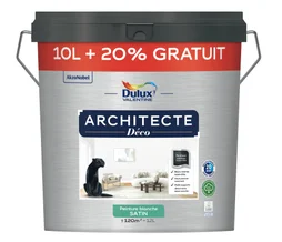 Peinture mur,plafond blanc satin DULUX VALENTINE Architecte déco 10L+20% gratuit