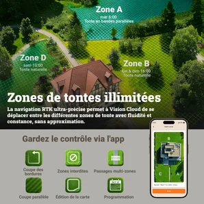 Robot tondeuse connecté WORX VISION CLOUD 2WD - Jusqu'à 650m² - WR365E
