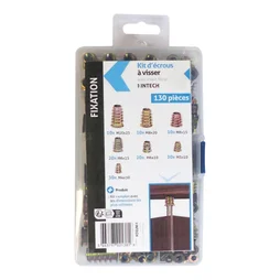 Kit 130 écrous à visser avec insert filetés à visser acier zingué, KINTECH