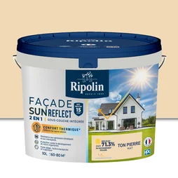 Peinture extérieure façade Thermique sun reflect RIPOLIN ton pierre mat 10L