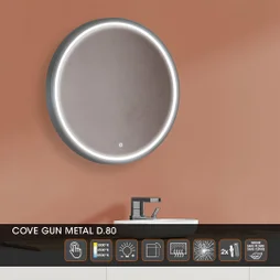 Miroir lumineux rond cuivré Diam.80 cm 3360