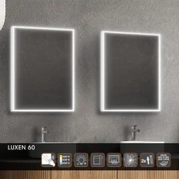 Miroir led integre luxen rectangle l60xh80 cm mp glass