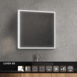 Miroir led integre luxen rectangle l80xh80 cm mp glass