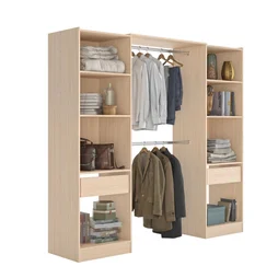 Kit dressing ajustable Astra effet chêne H.205 x L.120 / 220 x P.50 cm