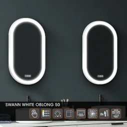 Miroir led integre swann oblong l50xh90 cm blanc mp glass