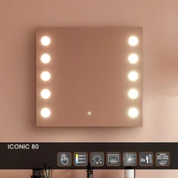 Miroir led integre iconic rectangle l80xh75 cm mp glass