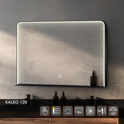 Miroir led integre kaeleo rectangle l120xh80 cm tablette noir mp glass