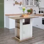 Ilot de cuisine carré avec rangement blanc et bois