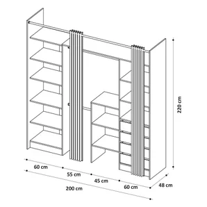 Kit dressing ajustable Solis effet chêne H.220 x L.160 - 220 x P.50 cm