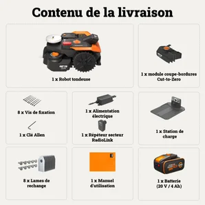 Robot tondeuse connecté sans fil WORX VISION CLOUD 2WD - Jusqu'à 1200m² - WR312E