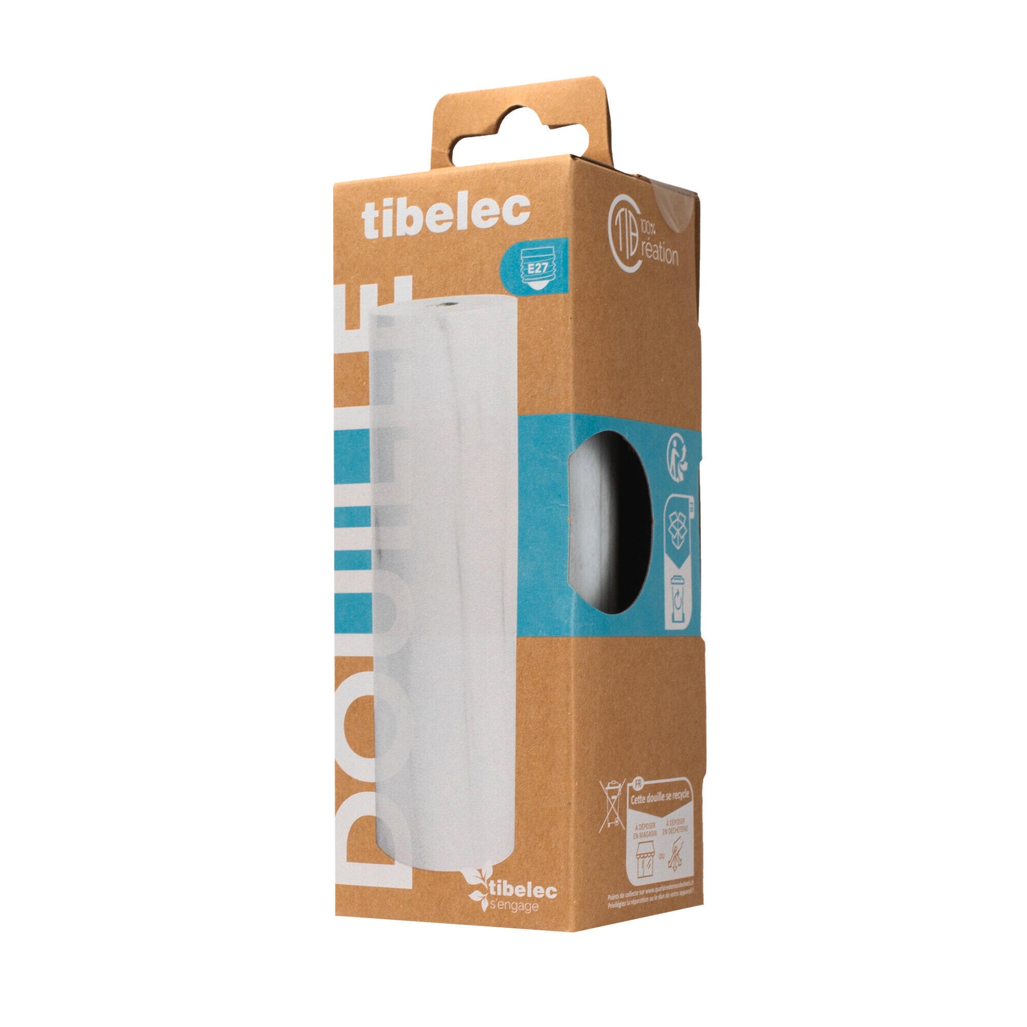 Douille e27 + cache effet marbre blanc tibelec