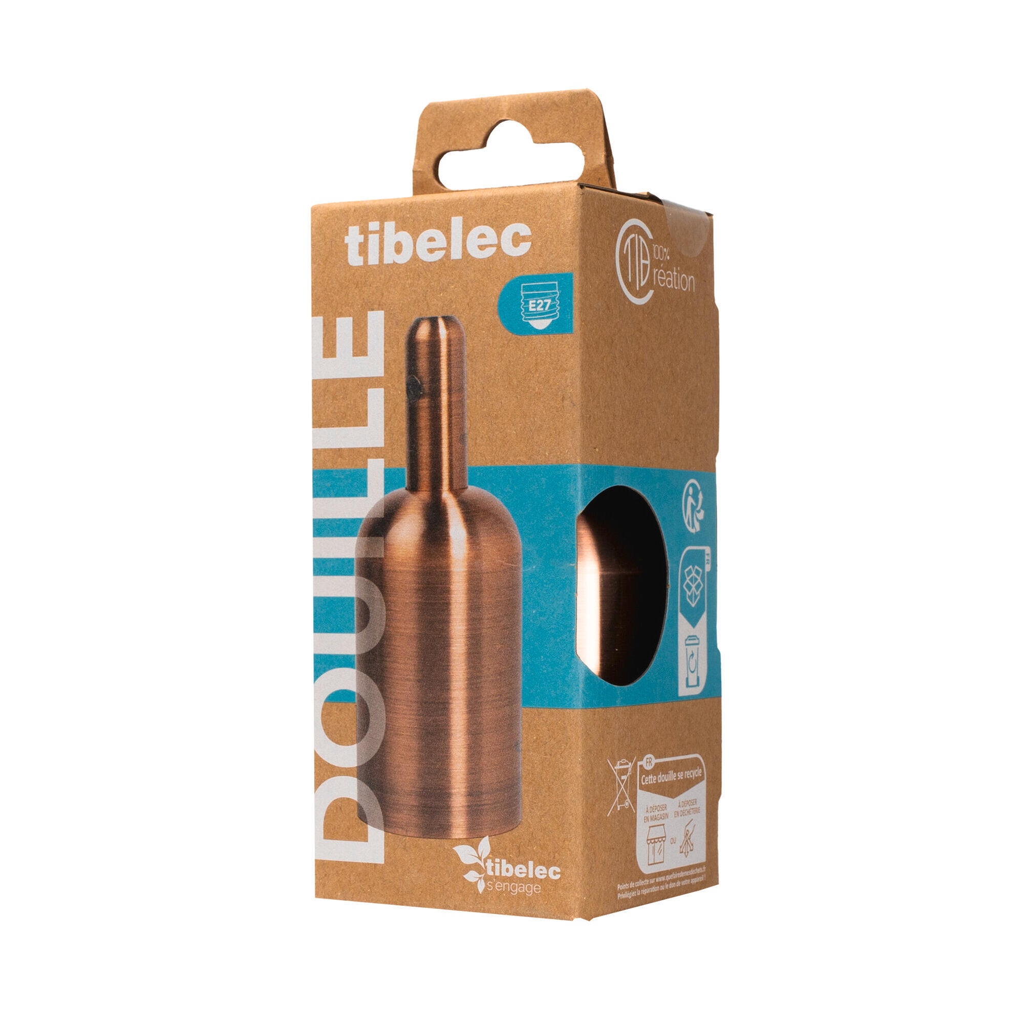 Douille e27 + cache metal or rose d42mm tibelec