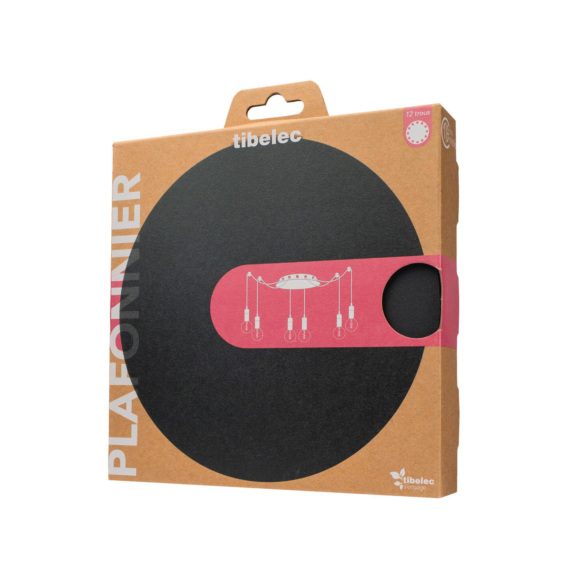 Plafonnier pavillon métal araignée 12 cables d 180 mm noir TIBELEC