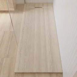 Receveur de douche extraplat, résine, travertin L.70 x l.170 cm, Neo
