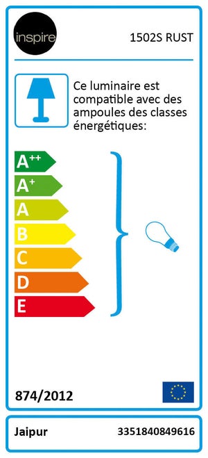 Applique Descendante Extérieure E27 Max 100W Rouille Jaipur Inspire