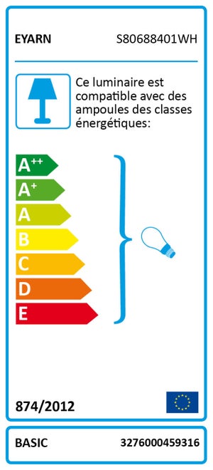 Spot patère, acier gu10, blanc max 40 W Basic