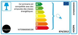 Applique, Classique Métal Noir Inspire Hoopa 1 Lumière(S)