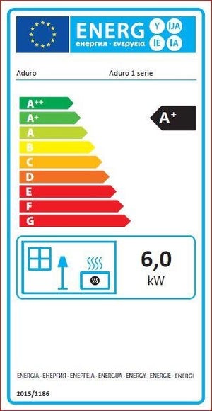Poêle à bûche 1.4, ADURO, 6 kw noir