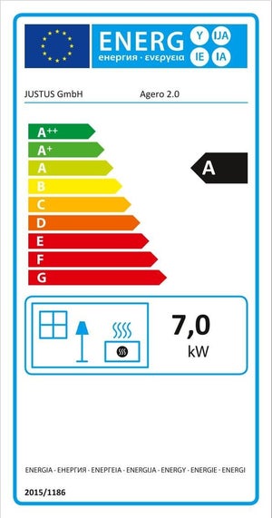 Poêle à bûche Agero 2.0, JUSTUS, 7 kw noir