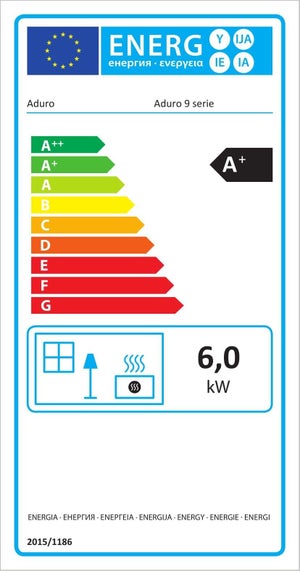 Poêle à bûche 9.3 lux, ADURO, 6 kW noir