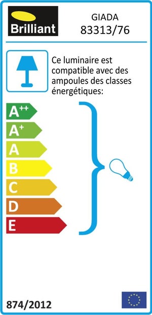 Rampe 2 spots, métal noir E14 max 25 W, BRILLIANT Giada