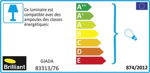Rampe 2 spots, métal noir E14 max 25 W, BRILLIANT Giada