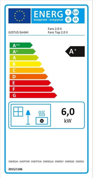 Poêle à bûche Faro 2.0, JUSTUS, 6 kW noir / beige