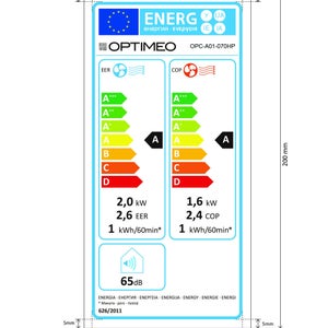 Climatiseur mobile réversible OPTIMEA 7k froid 2050W, à chaud 1600W
