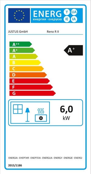 Poêle à bûche JUSTUS Reno r noir, 6 kW