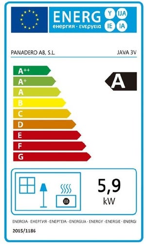 Poêle à bûche PANADERO Poele a bois java 3v ecodesign noir, 5.9 kW