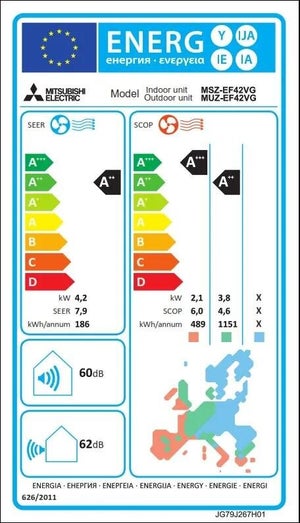Unité extérieure de climatisateur pour monosplit MITSUBISHI ELECTRIC Msz ef ue, 3500 watts blanc