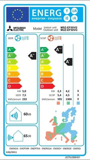 Unité extérieure de climatisateur pour monosplit MITSUBISHI Msz ef ue, 5000 watts blanc