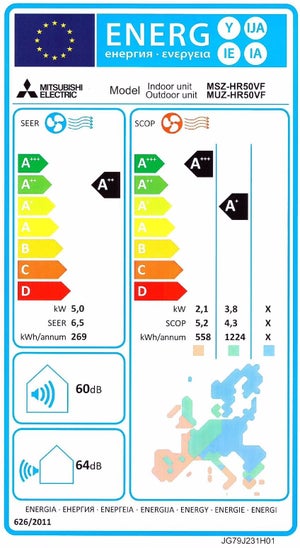 Unité extérieure de climatisateur pour monosplit MITSUBISHI MSZ-HR R32 UE, 5000 watts, blanc