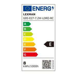Ampoule led à filament opaline globe 95 mm E27 7.2 W, LEXMAN